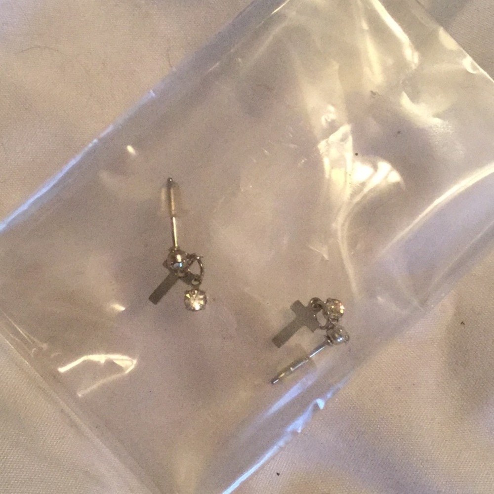 New silver cross earrings